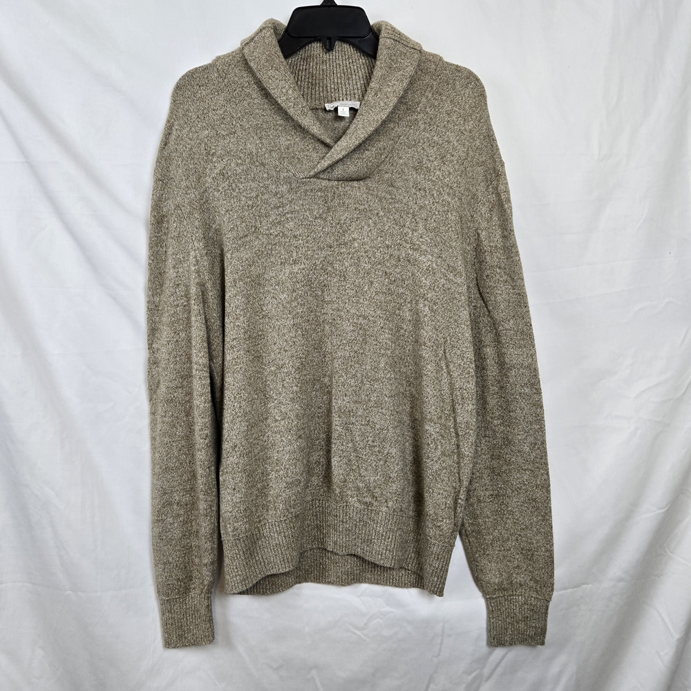 Gap Men's Preppy Heathered Tan Shawl Collar Long Sleeve Career Sweater Large